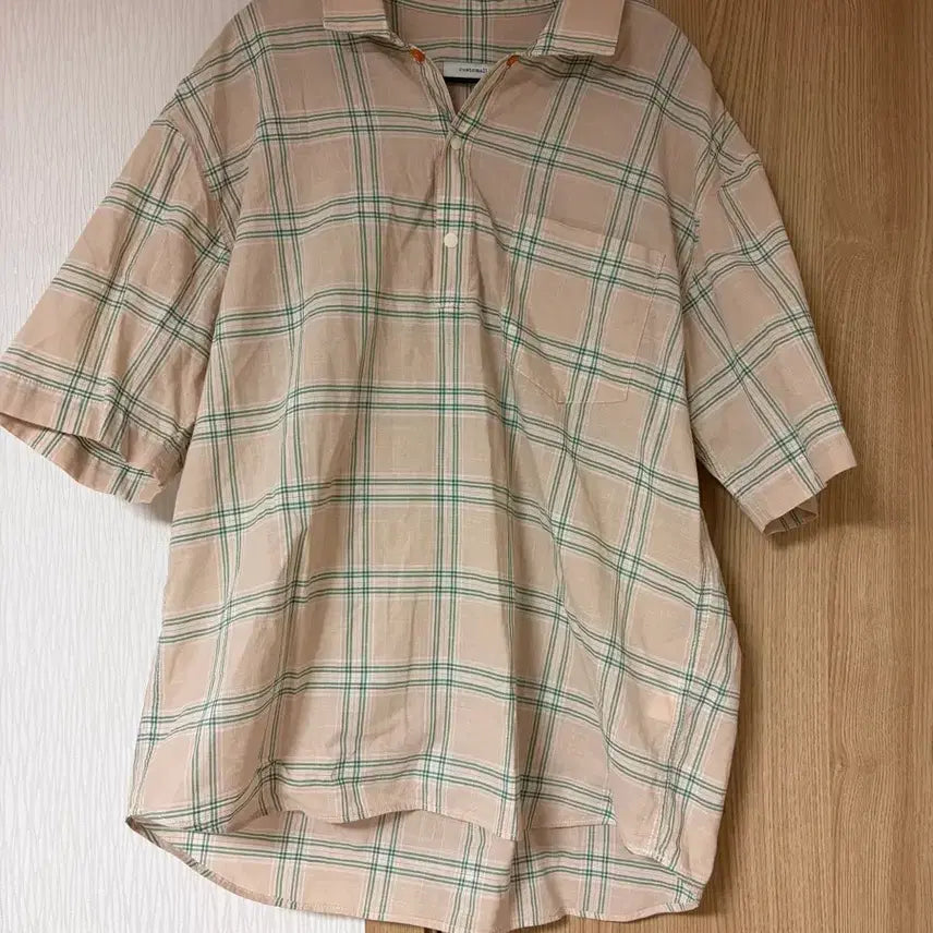 [BUNJANG] Customellow Linen Checkered Shirt / [105]커스템 멜로우 반팔카라 린넨 셔츠