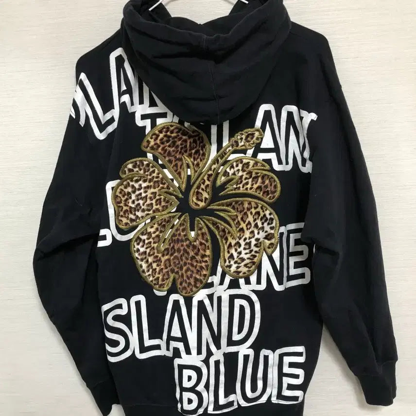 [BUNJANG] Planet Blue Leopard Print Hoodie / planet blue 갸루 호피 후드집업