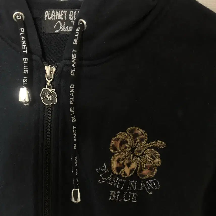 [BUNJANG] Planet Blue Leopard Print Hoodie / planet blue 갸루 호피 후드집업