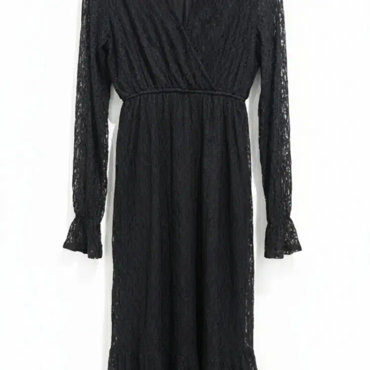 [BUNJANG] Black Lace Long Sleeve Dress / 블랙 레이스 롱 원피스 긴팔