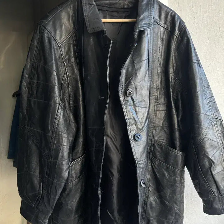 [BUNJANG] Vintage Leather Car Coat / 빈티지 가죽 카코트
