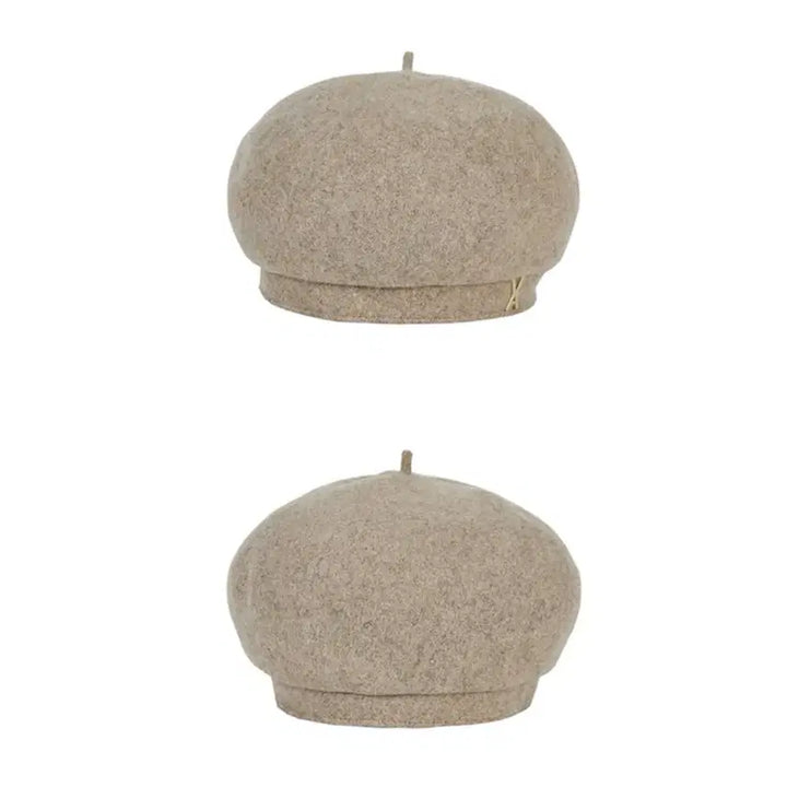 [BUNJANG] Vazal Studio Wool Beret Beige / 바잘 스터드 로고 울 베레모 베이지