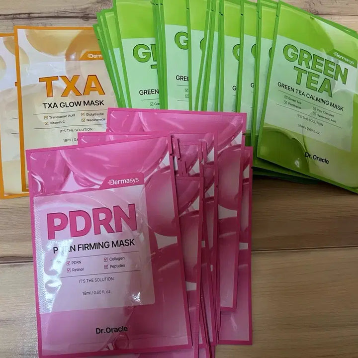 [BUNJANG] Derma Science TXA/Green Tea/PDRN Mask Pack Bundle Set / 닥터오라클 더마시스 마스크팩 TXA/그린티/PDRN 40장 일괄 판매