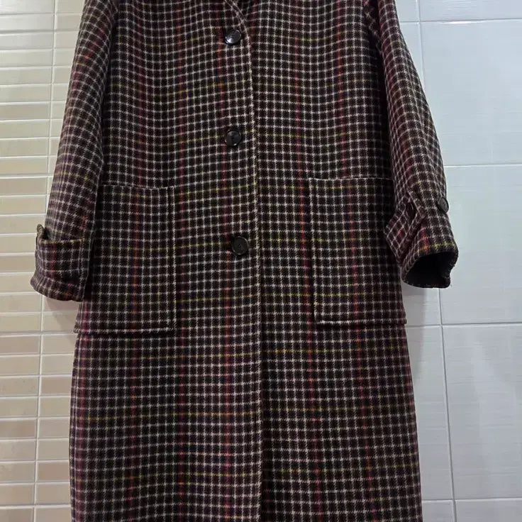 [BUNJANG] Atcorner Check Long Coat / 앳코너 체크 롱 코트