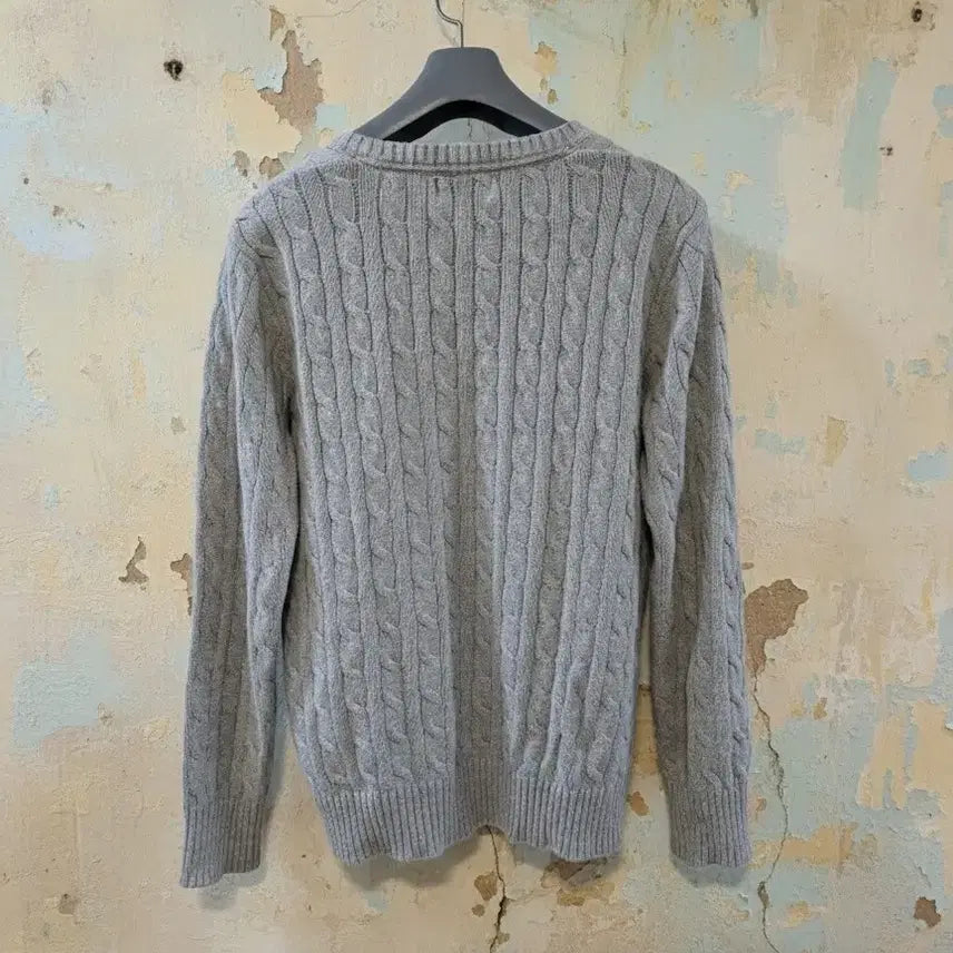 [BUNJANG] Polo Ralph Lauren Cable Knit Sweater / [무배]폴로 랄프로렌 꽈배기 회색 니트 66/77