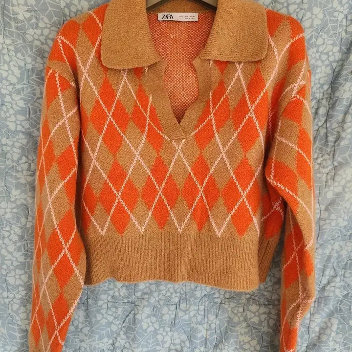 [BUNJANG] ZARA Argyle Knit Sweater / 자라 아가일 니트