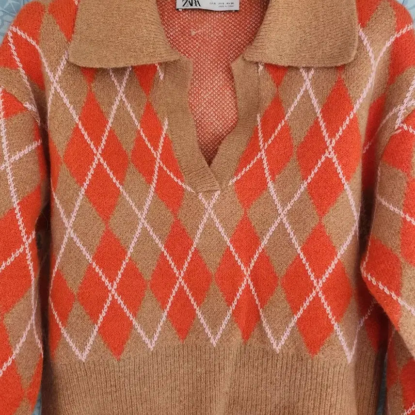[BUNJANG] ZARA Argyle Knit Sweater / 자라 아가일 니트