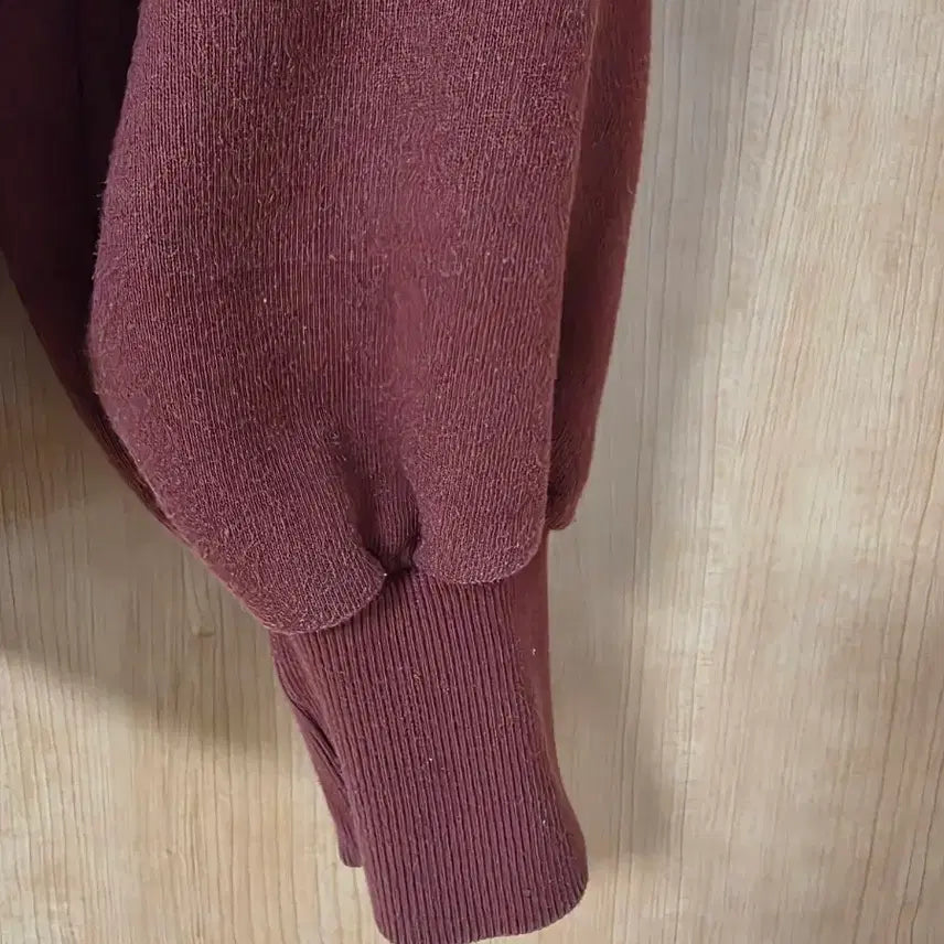 [BUNJANG] Burgundy Puff Sleeve Fleece Sweatshirt / 버건디 퍼프 기모 맨투맨 티셔츠
