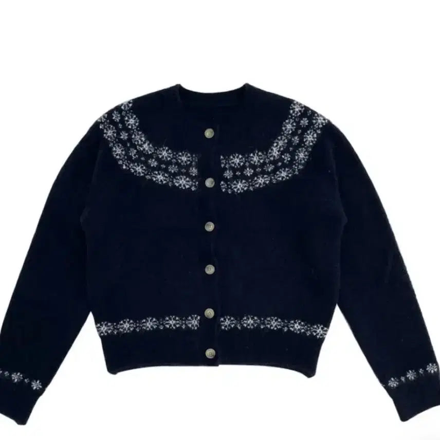 [BUNJANG] Nordic Navy Snowflake Cardigan / 노르딕 눈꽃 네이비 가디건
