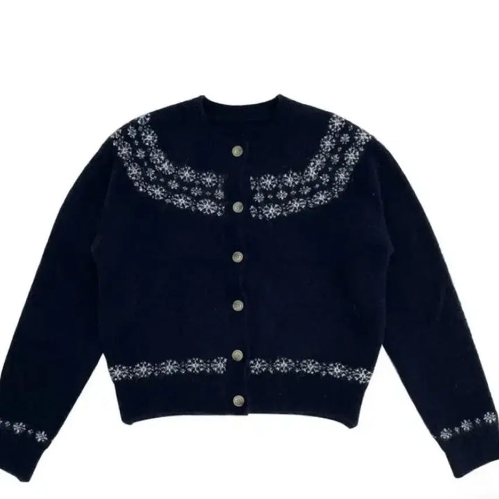 [BUNJANG] Nordic Navy Snowflake Cardigan / 노르딕 눈꽃 네이비 가디건