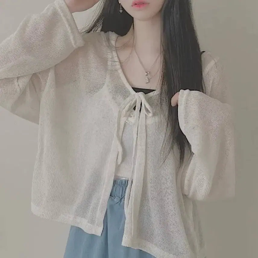 [BUNJANG] White Summer Cardigan / 화이트 여름 가디건