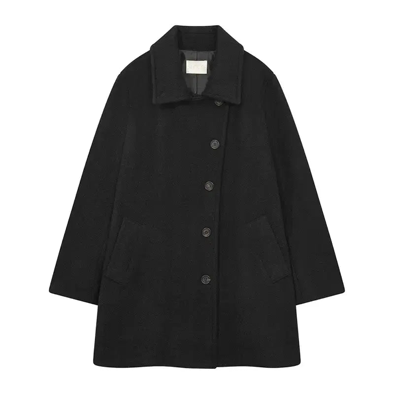 [SOLD OUT] 더버터크림 클래식 울 하프 코트 블랙 (정가 329,000원)