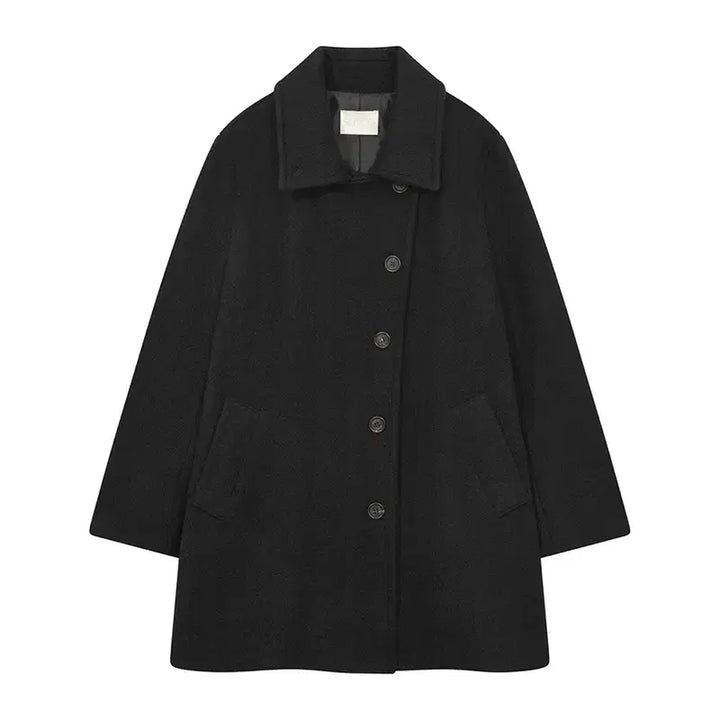 [SOLD OUT] 더버터크림 클래식 울 하프 코트 블랙 (정가 329,000원)