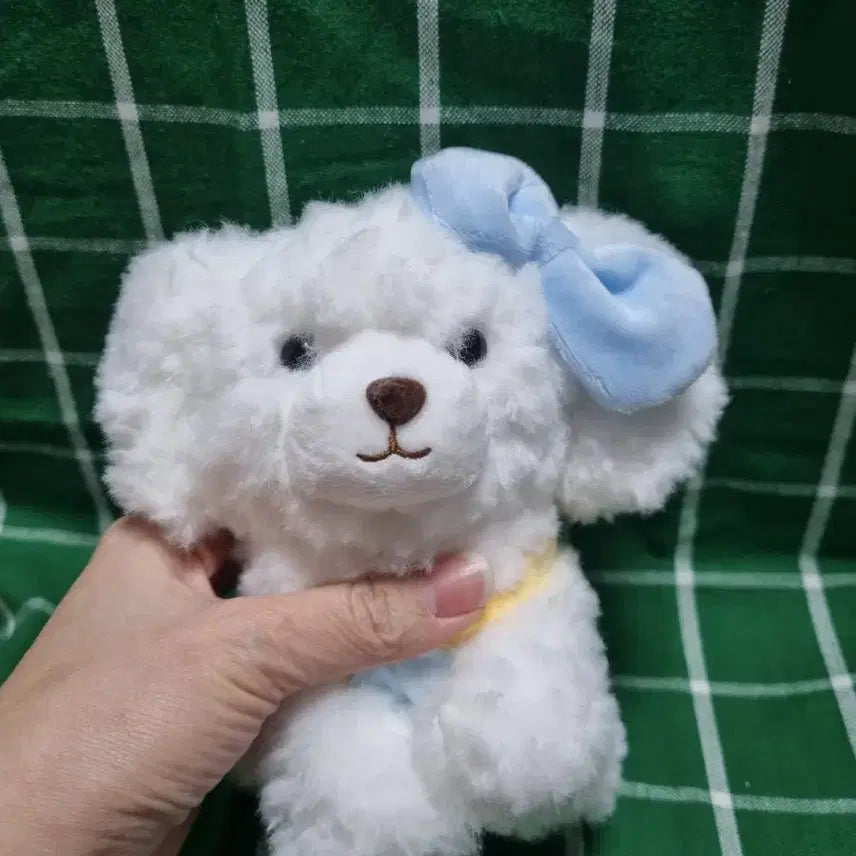 [BUNJANG] Poodle Plushie Keyring / 강아지 인형 화이트 푸들 리본 인형키링