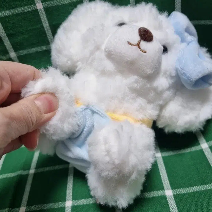 [BUNJANG] Poodle Plushie Keyring / 강아지 인형 화이트 푸들 리본 인형키링