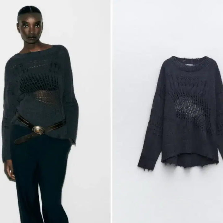 [SOLD OUT] zara destroyed open-work knit S