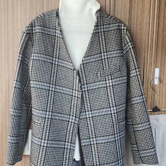 [BUNJANG] Sendtwo Checkered No-Collar Jacket / Sendtwo 체크 노카라 자켓 프리사이즈 66추천