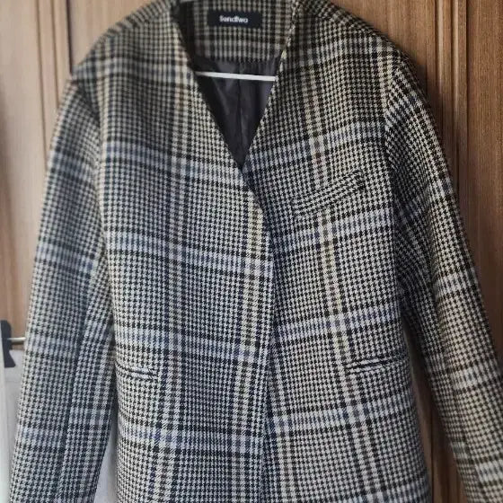 [BUNJANG] Sendtwo Checkered No-Collar Jacket / Sendtwo 체크 노카라 자켓 프리사이즈 66추천