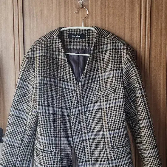 [BUNJANG] Sendtwo Checkered No-Collar Jacket / Sendtwo 체크 노카라 자켓 프리사이즈 66추천