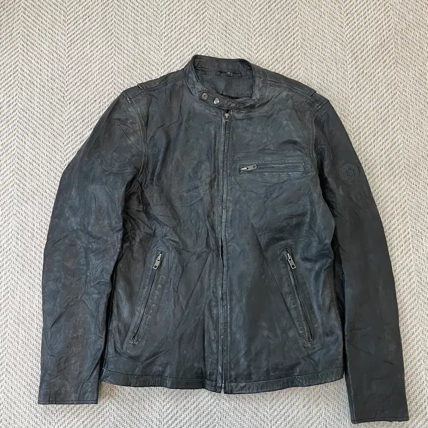 [BUNJANG] Vintage Sun Fading Rider Leather Jacket J03918 / 빈티지 썬 페이딩 라이더 레더자켓 J03918