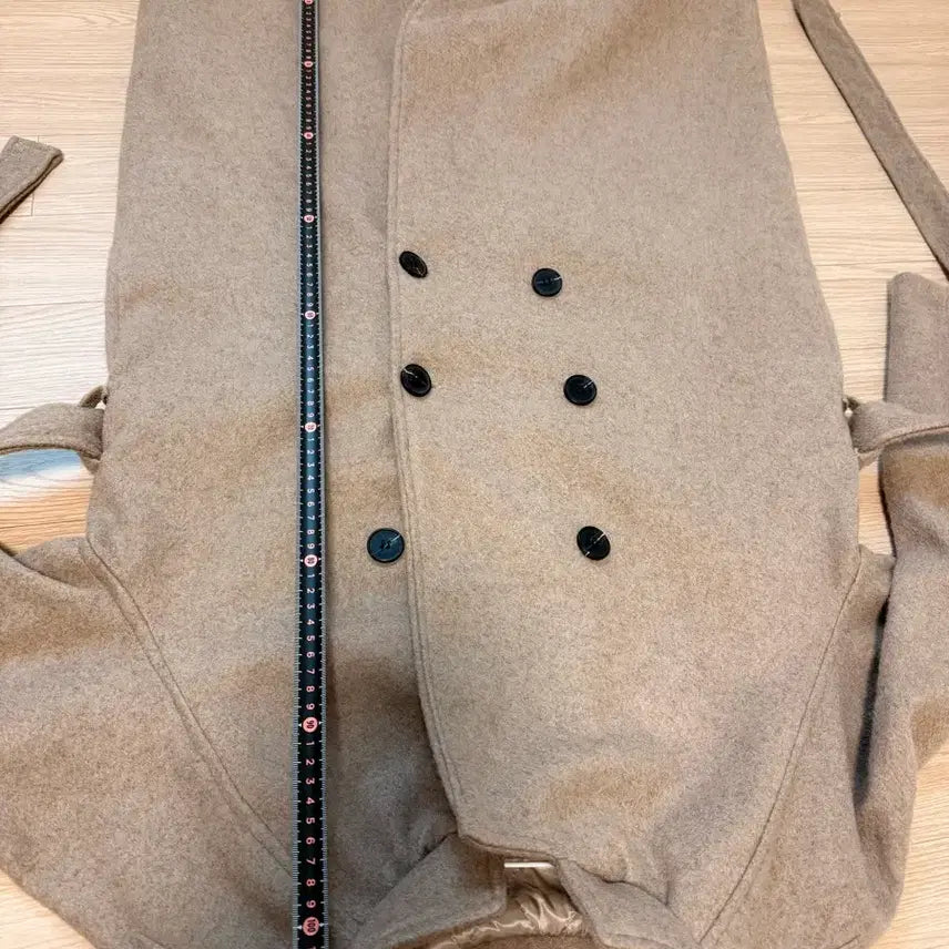 [BUNJANG] Beige Double-Breasted Long Coat with Belt / 베이지 더블코트 + 벨트 556677 사이즈 정도