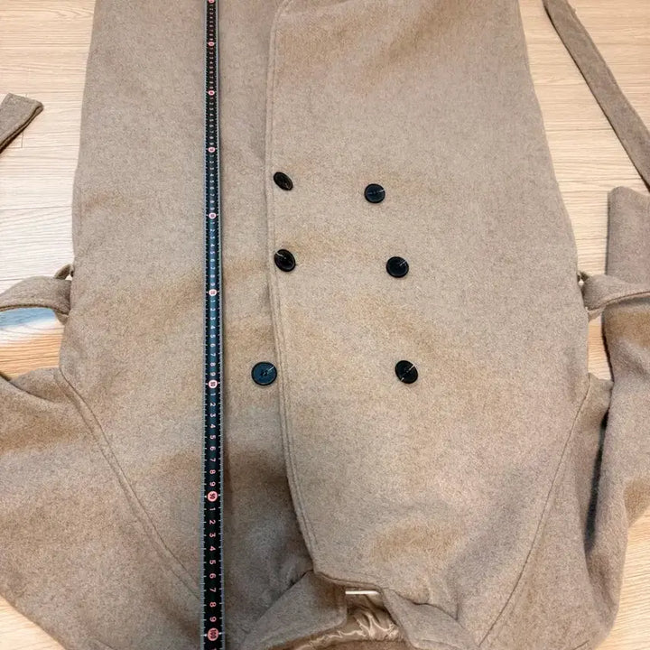 [BUNJANG] Beige Double-Breasted Long Coat with Belt / 베이지 더블코트 + 벨트 556677 사이즈 정도