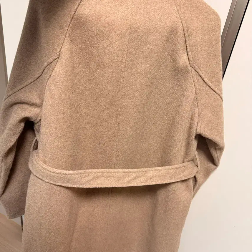 [BUNJANG] Beige Double-Breasted Long Coat with Belt / 베이지 더블코트 + 벨트 556677 사이즈 정도