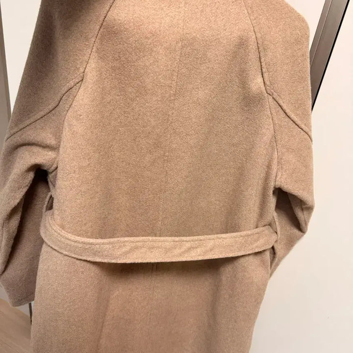 [BUNJANG] Beige Double-Breasted Long Coat with Belt / 베이지 더블코트 + 벨트 556677 사이즈 정도
