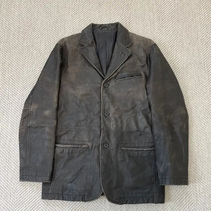 [BUNJANG] Vintage Leather Tailored Jacket J03924 / 빈티지 양가죽 레더 테일러드 자켓  J03924