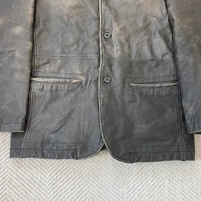 [BUNJANG] Vintage Leather Tailored Jacket J03924 / 빈티지 양가죽 레더 테일러드 자켓  J03924