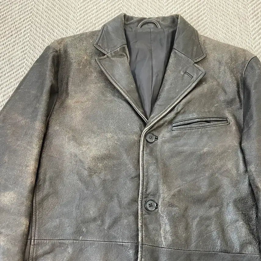 [BUNJANG] Vintage Leather Tailored Jacket J03924 / 빈티지 양가죽 레더 테일러드 자켓  J03924