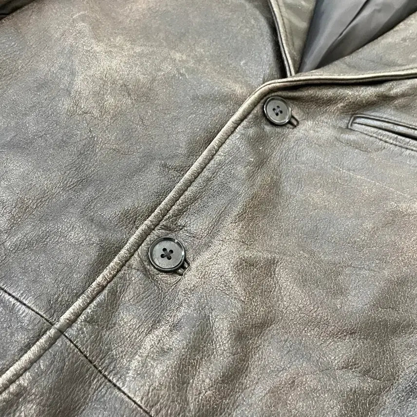 [BUNJANG] Vintage Leather Tailored Jacket J03924 / 빈티지 양가죽 레더 테일러드 자켓  J03924