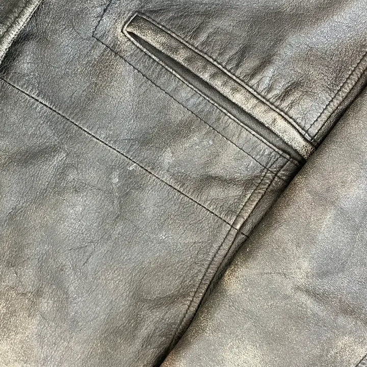 [BUNJANG] Vintage Leather Tailored Jacket J03924 / 빈티지 양가죽 레더 테일러드 자켓  J03924