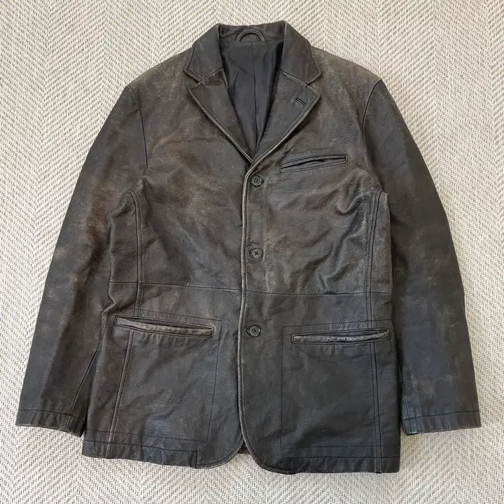 [BUNJANG] Vintage Leather Tailored Jacket J03924 / 빈티지 양가죽 레더 테일러드 자켓  J03924