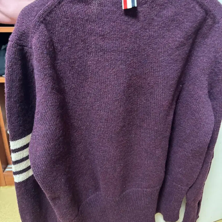 [BUNJANG] Thom Browne Shetland 4-Bar Classic Crewneck Pullover Knit / 톰브라운 셰틀랜드 사선 클래식 크루넥 풀오버 니트 다크 레드
