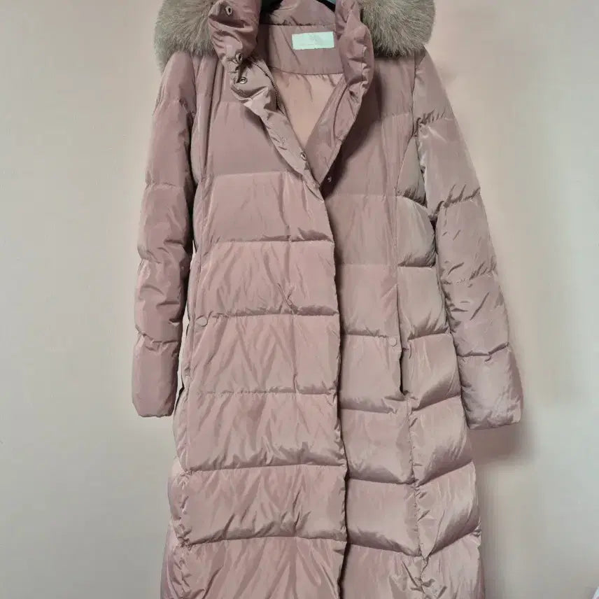 [BUNJANG] SI Pink Fox Fur Long Down Jacket / SI 핑크 폭스퍼 롱 패딩