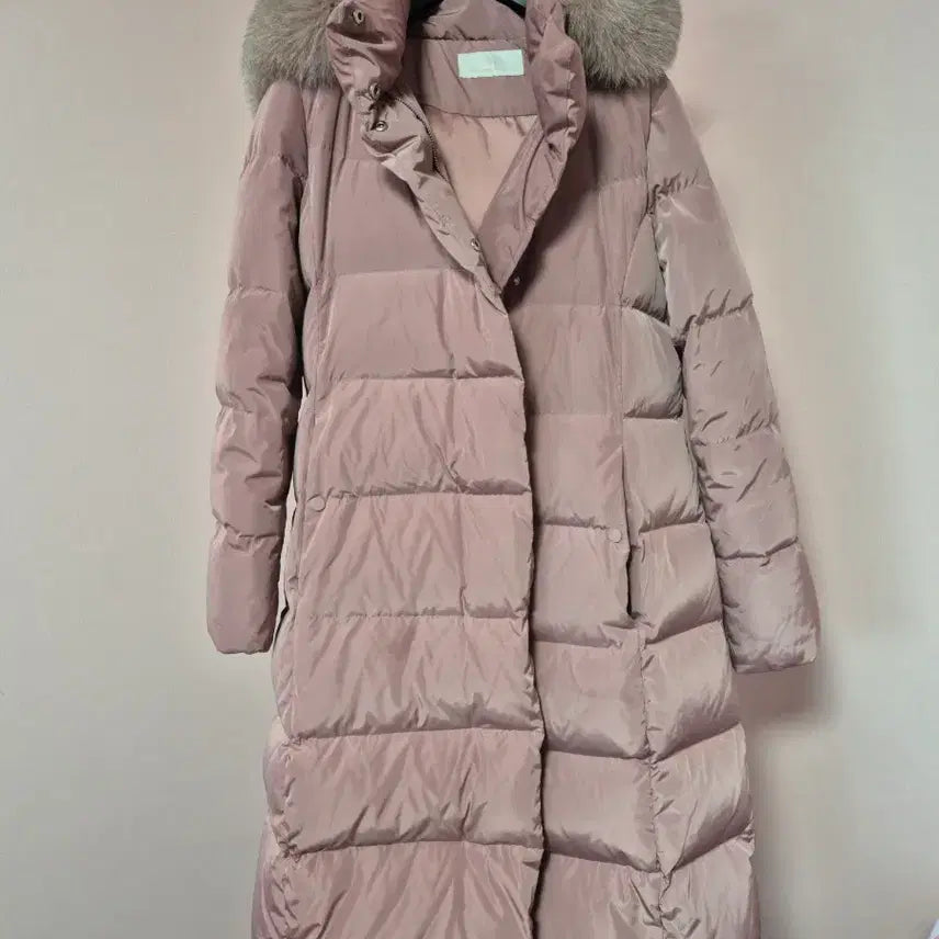 [BUNJANG] SI Pink Fox Fur Long Down Jacket / SI 핑크 폭스퍼 롱 패딩