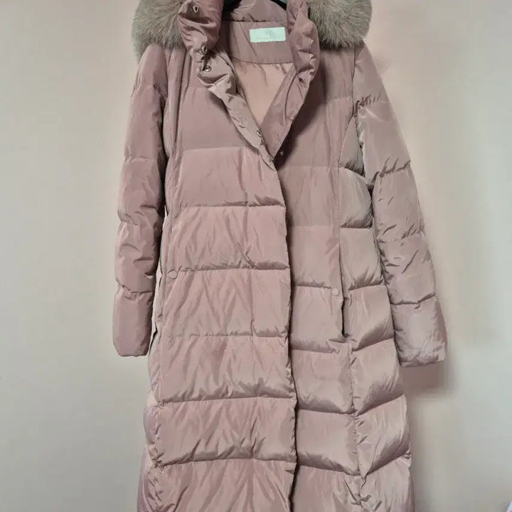 [BUNJANG] SI Pink Fox Fur Long Down Jacket / SI 핑크 폭스퍼 롱 패딩