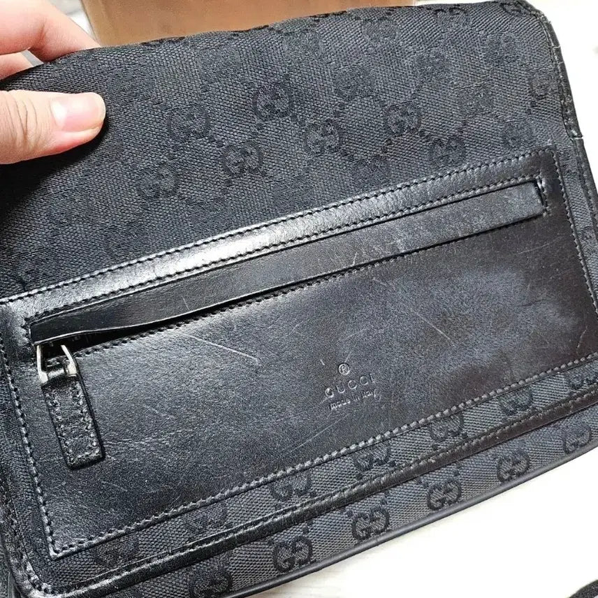 [BUNJANG] Gucci GG Canvas Crossbody Messenger Bag / 정품) 구찌 블랙 GG 캔버스 크로스백 메신저백