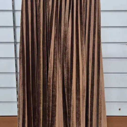 [BUNJANG] Velvet Pleated Long Skirt - Brown / 벨벳 플리츠 롱 스커트 브라운
