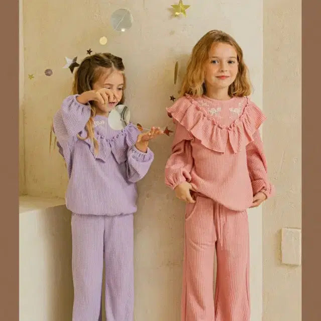 [BUNJANG] BebeTailor Junior Waffle Set / 베베테일러 주니어 와플셋업 새상품 (피치)