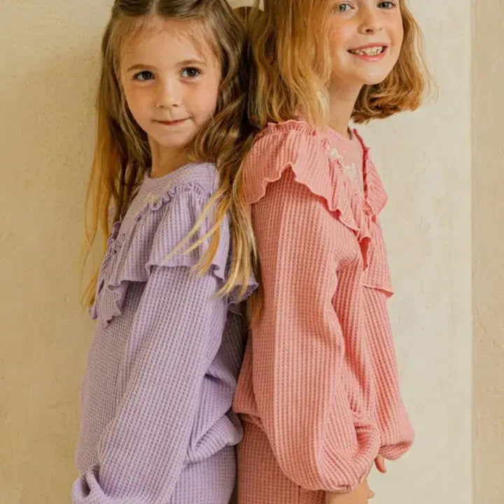 [BUNJANG] BebeTailor Junior Waffle Set / 베베테일러 주니어 와플셋업 새상품 (피치)