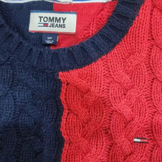 [BUNJANG] Tommy Hilfiger Cable Knit Tricolor Sweater / 타미힐피거 케이블 니트 트리컬러