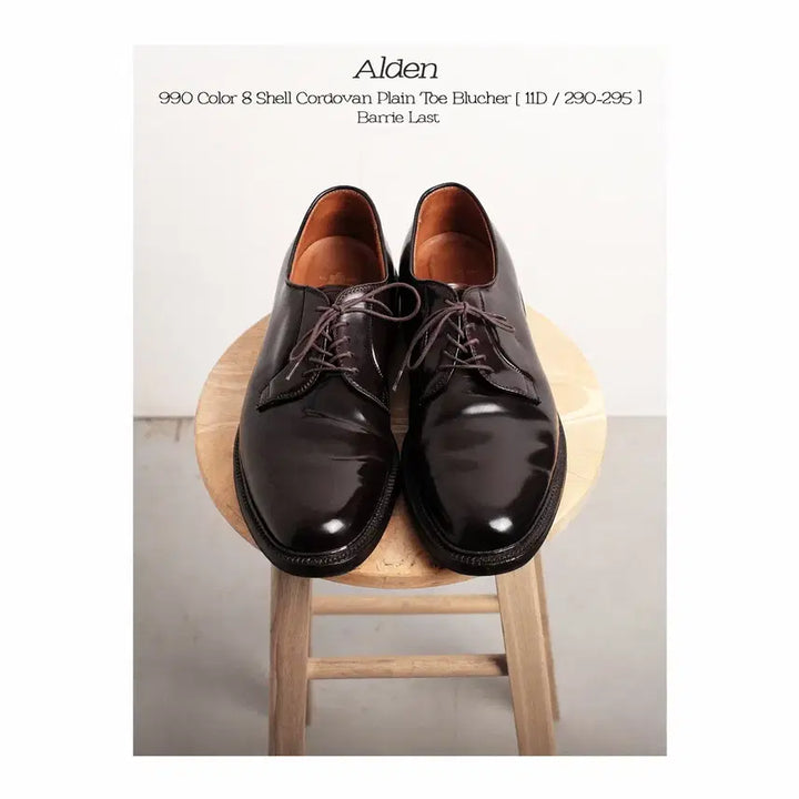 [BUNJANG] Alden 990 Burgundy Cordovan Plain Toe Derby Shoes / 알든 990 11D 사이즈 버건디 코도반 플레인토 더비