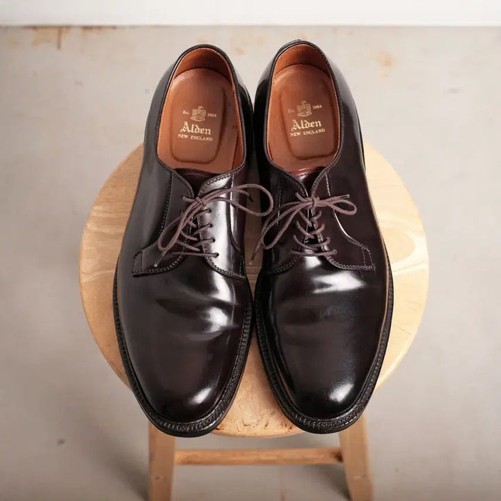 [BUNJANG] Alden 990 Burgundy Cordovan Plain Toe Derby Shoes / 알든 990 11D 사이즈 버건디 코도반 플레인토 더비