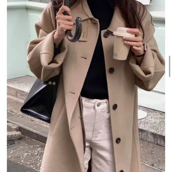 [BUNJANG] Pureda Coat (Khaki Beige) / 퓨어다 코트(카키 베이지)