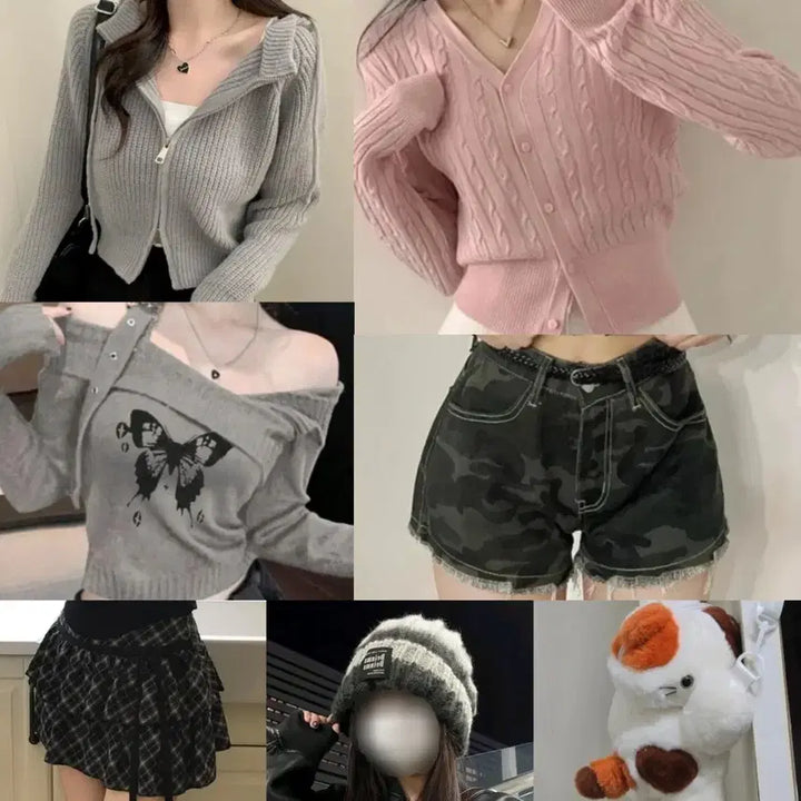 [BUNJANG] Ablly Assorted New Clothes Bundle / 에이블리 새옷 판매 가디건 니트 스커트 숏팬츠 비니