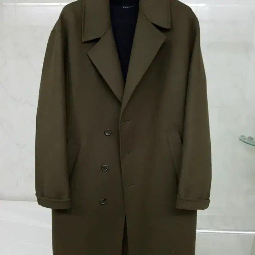 [BUNJANG] Solid Homme Double Breasted Khaki Coat / 솔리드옴므 반더블 카키코트 50 105