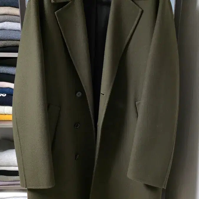 [BUNJANG] Solid Homme Double Breasted Khaki Coat / 솔리드옴므 반더블 카키코트 50 105