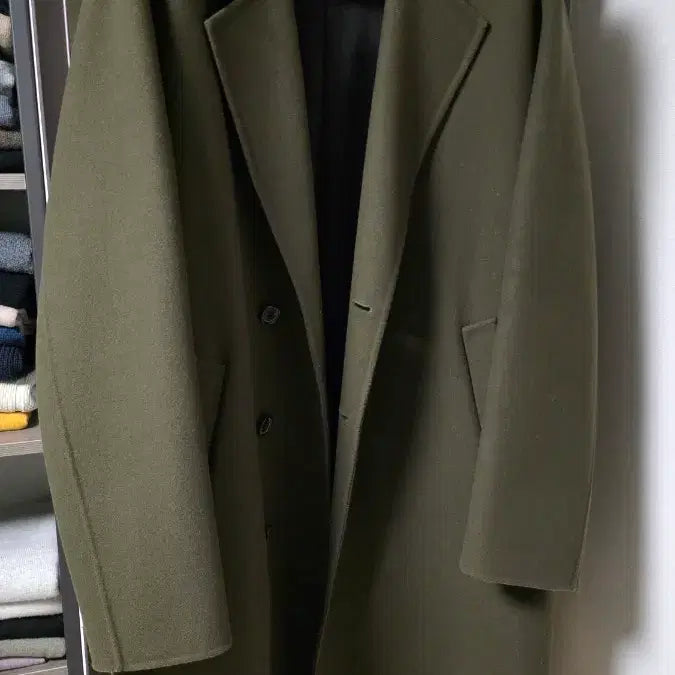 [BUNJANG] Solid Homme Double Breasted Khaki Coat / 솔리드옴므 반더블 카키코트 50 105